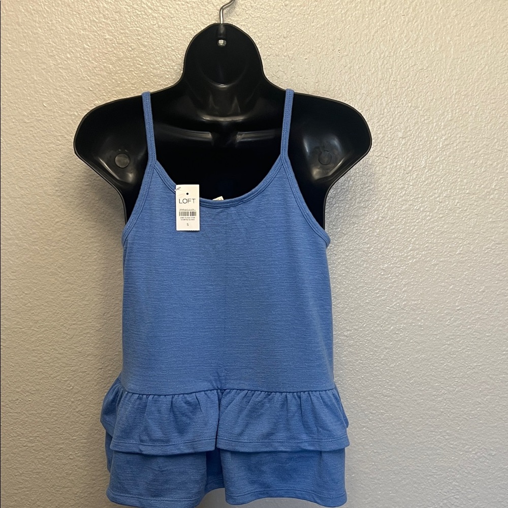 LOFT Blue Layered Ruffle Cami Tank - Picture 3 of 5